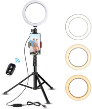 Load image into Gallery viewer, 8&quot; Selfie Ring Light with Tripod Stand &amp; Cell Phone Holder
